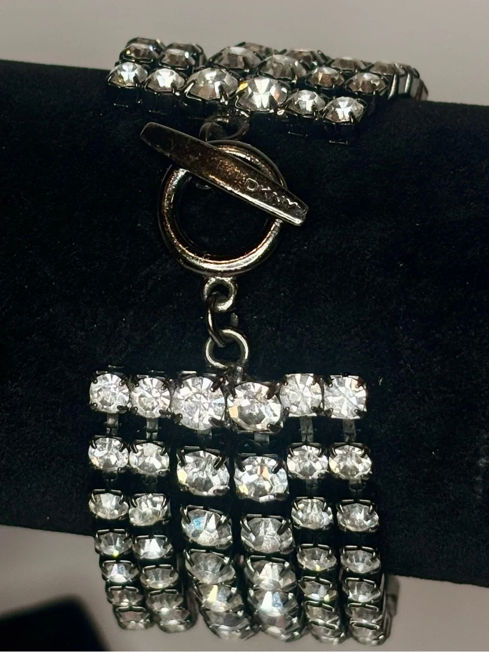 DKNY Black Multi-Row Crystal Cuff Bracelet